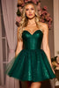 Load image into Gallery viewer, Sparkly A Line Dark Green Short Prom Dress with Sequins