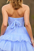 Load image into Gallery viewer, Lilac A Line Tiered Short Corset Prom Dress with Bow