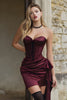Load image into Gallery viewer, Burgundy Strapless Tie Front Short Corset Prom Dress