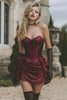 Load image into Gallery viewer, Burgundy Strapless Satin Short Corset Prom Dress with Ruffles
