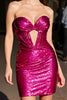 Load image into Gallery viewer, Sparkly Fuchsia Sequin Short Tight Prom Dress