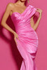 Load image into Gallery viewer, Simple Hot Pink Mermaid One Shoulder Long Prom Dress