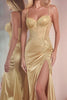 Load image into Gallery viewer, Golden Mermaid Spaghetti Straps Maxi Prom Dress with Slit