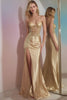 Load image into Gallery viewer, Sparkly Mermaid Golden Long Corset Prom Dress with Slit