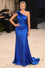 Load image into Gallery viewer, Royal Blue Mermaid One Shoulder Long Gala Dress with 3D Flower