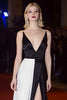 Load image into Gallery viewer, Deep V-Neck Patchwork Maxi Black and White Dress with Slit