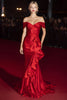 Load image into Gallery viewer, Mermaid Red Off the Shoulder Maxi Gala Dress with Ruffles