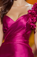 Load image into Gallery viewer, Fuchsia One Shoulder Mermaid Long Pageant Dress with Ruffles
