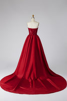 Load image into Gallery viewer, Sparkly Dark Red Sequin Strapless Long Pageant Dress with Cape