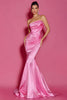 Load image into Gallery viewer, Simple Hot Pink Mermaid Strapless Long Pageant Dress