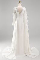Load image into Gallery viewer, Sparkly White Long Sleeves Mermaid Pageant Dress with Slit