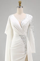 Load image into Gallery viewer, Sparkly White Long Sleeves Mermaid Pageant Dress with Slit