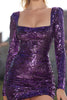 Load image into Gallery viewer, Sparkly Dark Purple Bodycon Sequins Short Cocktail Dress
