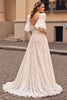 Load image into Gallery viewer, Ivory Lace Sweep Train Corset Wedding Dress with Sleeves