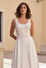 Load image into Gallery viewer, Ivory Satin A Line Scoop Neck Boho Wedding Dress with Appliques