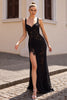 Load image into Gallery viewer, Black Mermaid Backless Lace Wedding Dress with Slit