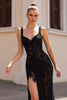 Load image into Gallery viewer, Black Mermaid Backless Lace Wedding Dress with Slit