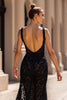 Load image into Gallery viewer, Black Mermaid Backless Lace Wedding Dress with Slit
