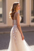 Load image into Gallery viewer, Ivory Spaghetti Straps Tulle Sweep Train Wedding Dress with Appliques