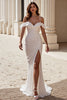 Load image into Gallery viewer, Ivory Ruched Mermaid Chiffon Sweep Train Wedding Dress with Slit