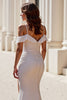 Load image into Gallery viewer, Ivory Ruched Mermaid Chiffon Sweep Train Wedding Dress with Slit