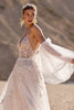 Load image into Gallery viewer, Ivory Backless Tulle Sweep Train Wedding Dress with Sleeves