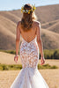 Load image into Gallery viewer, Ivory Mermaid Tulle Sweep Train Wedding Dress with Lace
