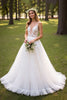 Load image into Gallery viewer, Ivory Tulle Sweep Train Corset Wedding Dress with Appliques