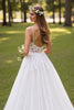 Load image into Gallery viewer, Ivory Tulle Sweep Train Corset Wedding Dress with Appliques
