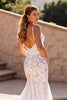 Load image into Gallery viewer, Lace Mermaid Spaghetti Straps Ivory Sweep Train Corset Wedding Dress