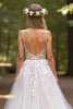 Load image into Gallery viewer, Ivory Tulle Deep V-Neck Ball Gown Wedding Dress with Appliques