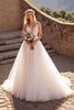 Load image into Gallery viewer, Ivory Spaghetti Straps Tulle A-Line Wedding Dress with Lace