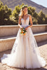 Load image into Gallery viewer, Deep V-Neck Ivory Backless Corset Wedding Dress with Appliques