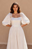 Load image into Gallery viewer, Ivory A Line Chiffon Sweep Train Wedding Dress with Puff Sleeves