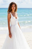 Load image into Gallery viewer, Ivory A Line Tulle V-Neck Backless Sweep Train Wedding Dress