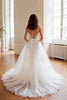Load image into Gallery viewer, Ivory Corset Spaghetti Straps Tulle Sweep Train Wedding Dress with Appliques