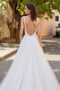 Load image into Gallery viewer, Simple Ivory V-Neck A Line Tulle Sweep Train Wedding Dress