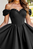 Load image into Gallery viewer, Black Tulle A Line Short Corset Prom Dress