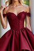 Load image into Gallery viewer, Burgundy Corset A Line Satin Short Prom Dress with Lace