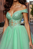 Load image into Gallery viewer, Sparkly Light Green Tulle A Line Short Corset Prom Dress with Lace