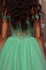 Load image into Gallery viewer, Sparkly Light Green Tulle A Line Short Corset Prom Dress with Lace