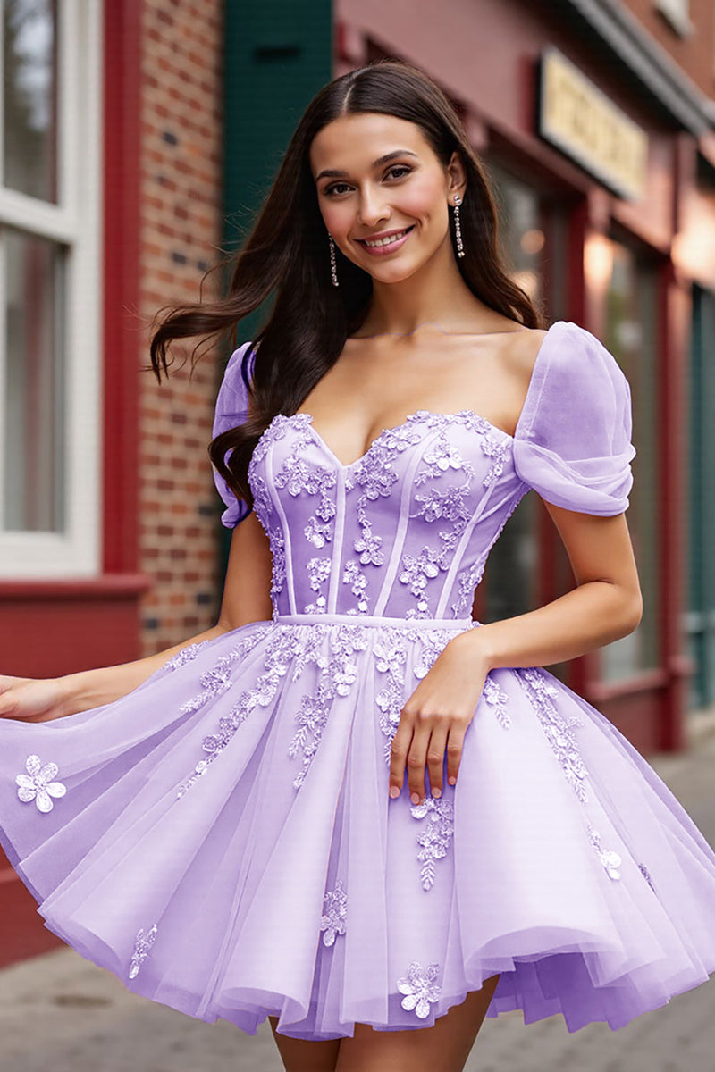 Load image into Gallery viewer, Blush Floral Corset Tulle Short Prom Dress