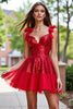 Load image into Gallery viewer, Sparkly Dark Red Sequin Corset A Line Short Prom Dress