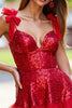 Load image into Gallery viewer, Sparkly Dark Red Sequin Corset A Line Short Prom Dress