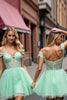 Load image into Gallery viewer, Mint Green Corset A Line Short Prom Dress with Lace