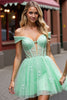 Load image into Gallery viewer, Mint Green Corset A Line Short Prom Dress with Lace