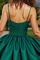 Load image into Gallery viewer, Sparkly Dark Green Satin Beaded Short Prom Dress