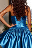 Load image into Gallery viewer, Blue A Line Strapless Short Metallic Prom Dress