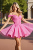 Load image into Gallery viewer, Pink Cold Shoulder Corset Short Prom Dress with Lace