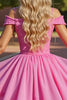 Load image into Gallery viewer, Pink Cold Shoulder Corset Short Prom Dress with Lace